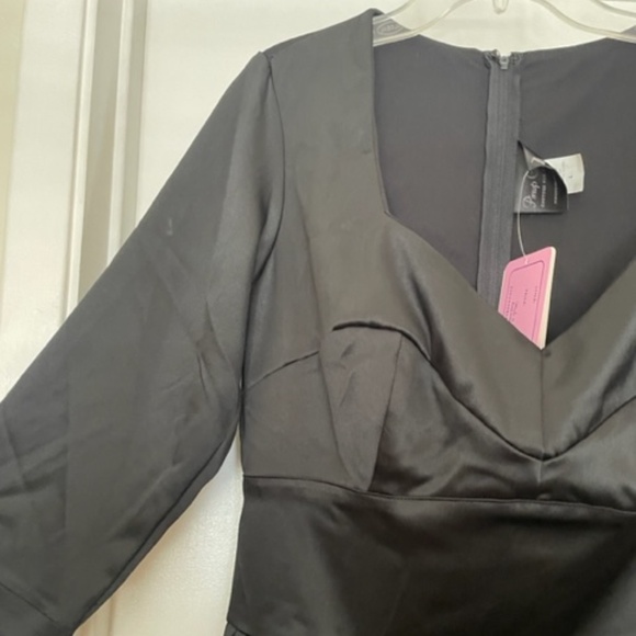 NWT Pinup Couture Black Satin Mona Retro Dress - Picture 8 of 12